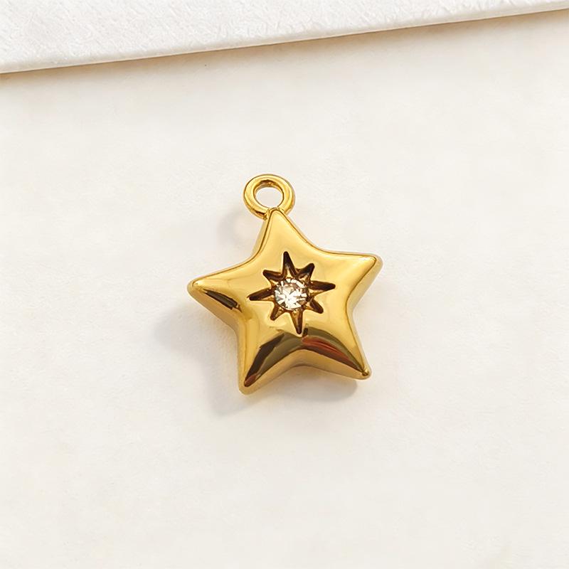 Gold Retention Micro-inlaid Diamond Charm Pendants: Star, Moon, Heart & Water Drop Designs