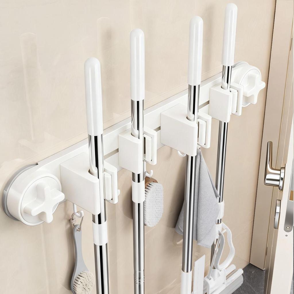 Supporto da Parete per Mocio e Scopa, Clip Holder Senza Foratura