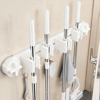Mop and Broom Wall Mount No-Drill Clip Holder
