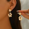 Minimalist Women's Floral Earrings - Stylish Exaggerated Shiny Metal-look, Multi- Unique Alloy Stud Earrings