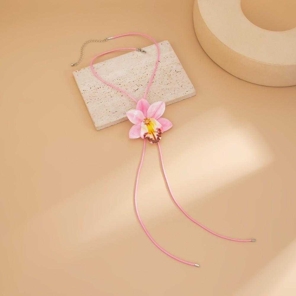 Simulation Flower Necklace Orchid Simulation Flower Earrings Sweet Clavicle Chain  Ladies