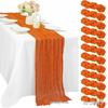 Bali Bohemian Crinkled Gauze Table Runner – Semi-transparent Twist, Festival Wedding Style.