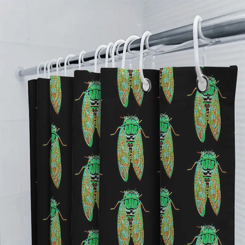 Cicada Shower Curtain Nature Insect Wall Art Bathroom Decor Tropical Forest Backdrop Vintage Chic Home Textile