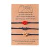 2025  Friendship Card Bracelet Able And Personalized Alloy Oil Drop Sun Moon Star Wax Rope Woven Bracelet 3-Piece Set