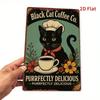 Vintage Black Cat Coffee Tin Sign Retro Metal Wall Art 8x12 Rustic Home Decor
