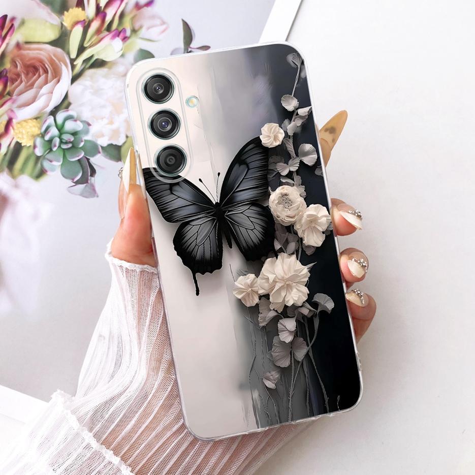 Etui do Samsung Galaxy M55 SM-M556B Nowe Kwiaty Motyl Malowane Pokrowiec Miękki Silikonowy Etui Do Samsung M55 M 15 Galaxy M15 Torby
