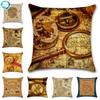 Pirate Treasure Map Magnifier Print Decorative Cushion Cover Polyester Throw Pillow Cover Bedside Cushion Pillowcase 45X45Cm