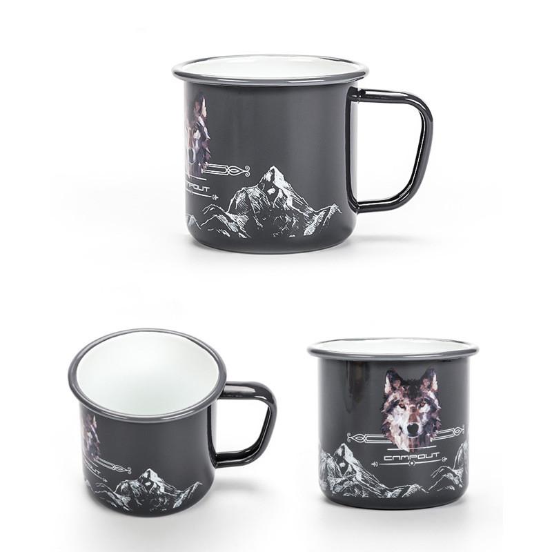 Outdoor Back To Ancients Creative Enamel Camping Mug 300ml Metal Enamel Coffee Tea Camping Hiking Backpacking Fishing Picnic