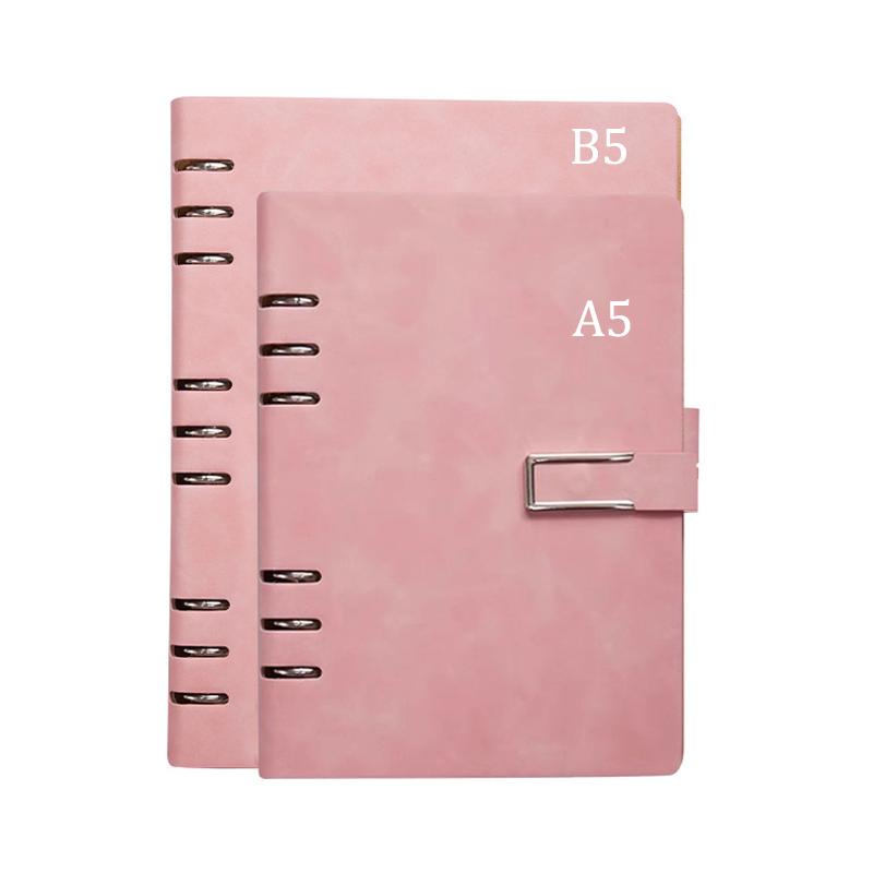 A5/B5 Detachable Metal Clip Loose Leaf Retro Notebook 100 Sheets/Book PU Hardcover Writing Diary Office Conference Study CS-021