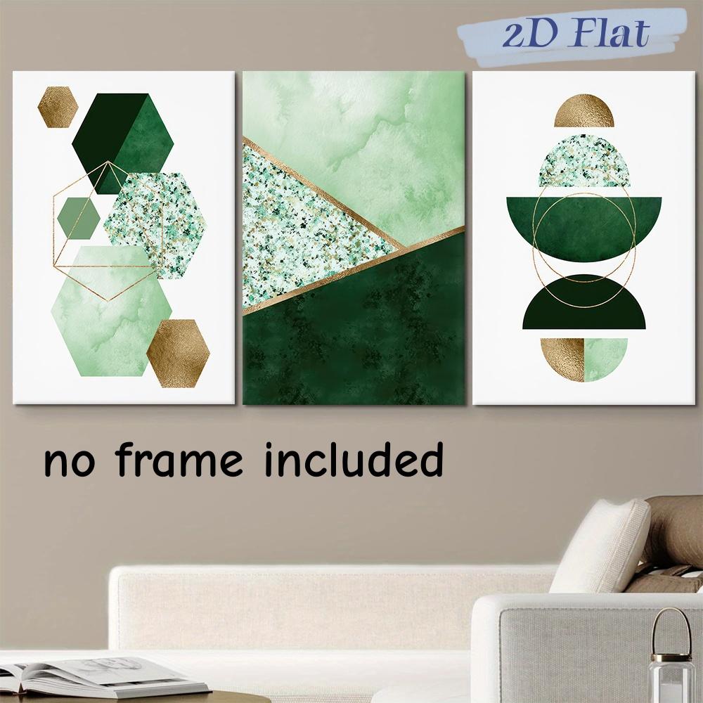 

3-piece set of modern minimalist geometric abstract canvas paintings, living room bedroom entrance decoration paintings, green h (as the picture,20x30cm-3pcs)