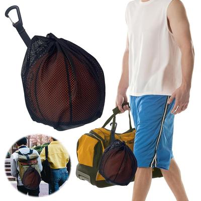 Single Ball Bag with Clip Drawstring Sling Back Bag with Zipper Pocket Sports Ball Bag for Basketball Volleyball Soccer Football