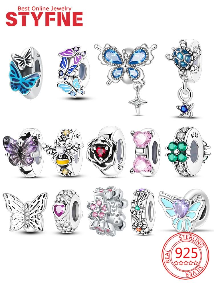 Bead Charms Butterflies Charm Bead Charms Stopper Clasp Locating Buckle Copper Bead Charms Compatible With Bracelets Birthday Graduation Jewellery Gif