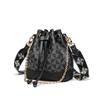 Retro versatile printed portable messenger bag drawstring autumn new classic women's bag shoulder small bucket bag