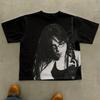 Sommer Vintage Unisex Damen Graffiti Billie Eilish Print Kurzarm Baumwoll T-Shirt Unisex Damen Lässig Retro Y2K T-Shirt Mode Oberteile
