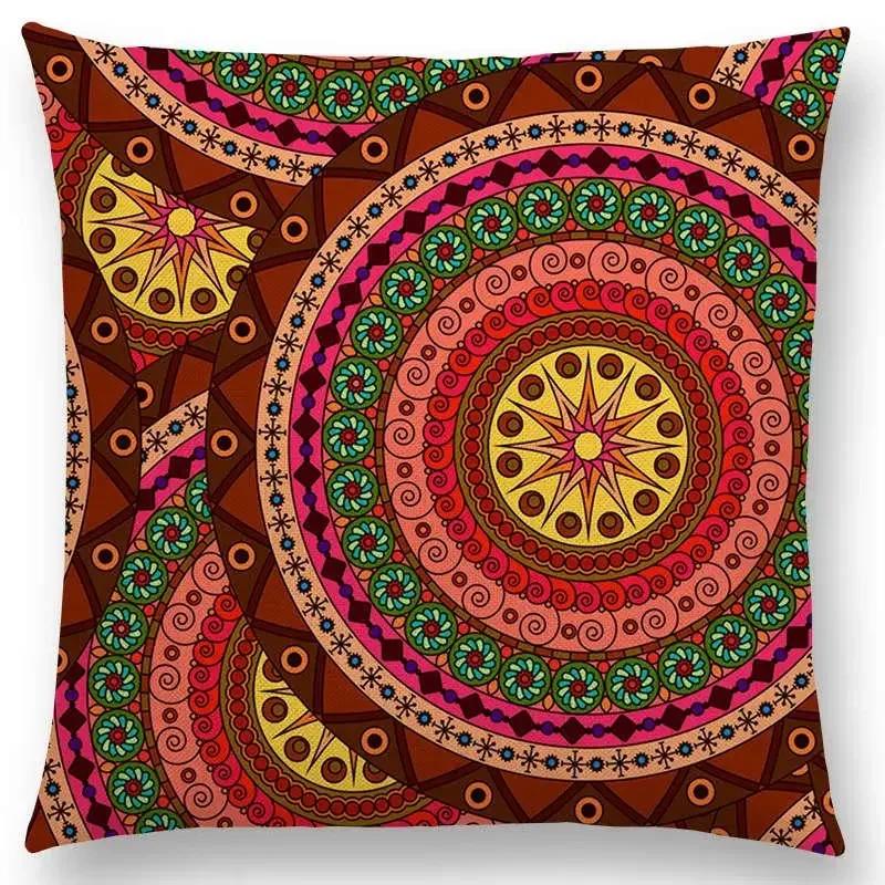 Hot Sale Bestselling African Animal Symbol Block Bohemian Geometric Floral Design Paisley Carnival Mandela Sofa Cushion 45*45cm