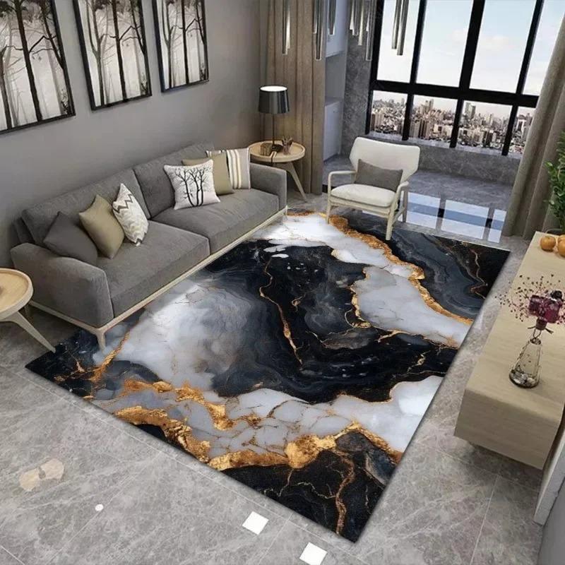 Nordischer Abstrakter Marmorstil Großer Teppich für Wohnzimmer Dekoration Sofateppich Couchtisch Bodenschutz Schlafzimmer Rutschfeste Weiche Matte Mode