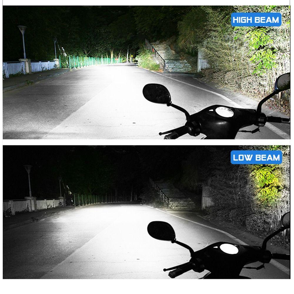 High Low Beam LED Motorcycle Headlight 3 Lens Motorbike Spotlight  Electric Motorcycle