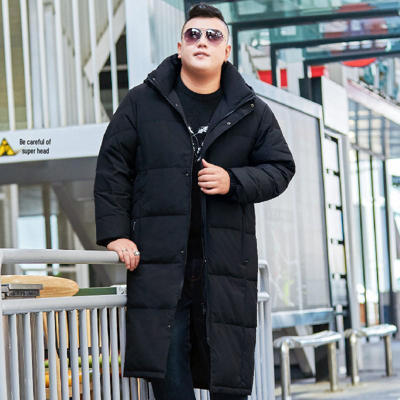 Men's Plus Size Winter Down Coat - Celeb Style, Over-the-Knee, Cold Protection
