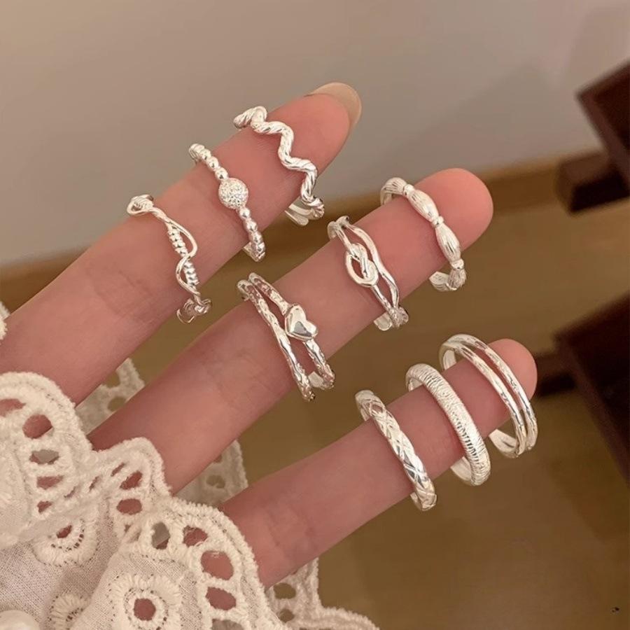 S925 sterling silver geometric ring of the same style, niche design, personalized fashion index finger ring, light luxury, simple and versatile ring.
