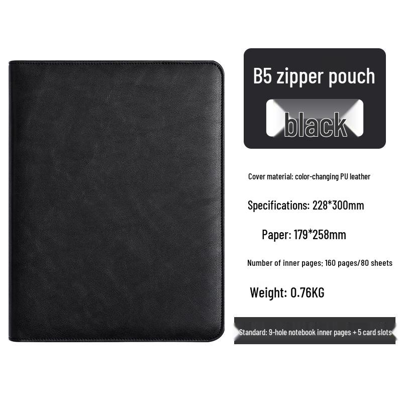 A5 Retro Leather Zipper Binder: Multifunctional Loose-leaf Notebook with Detachable A6 Section