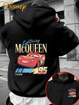 Lightning McQueen Car 95 Print Men's Cotton Hoodies Autumn Winter Long Sleeve Sweatshirt Casual Pullover Oversized Unisex Tops