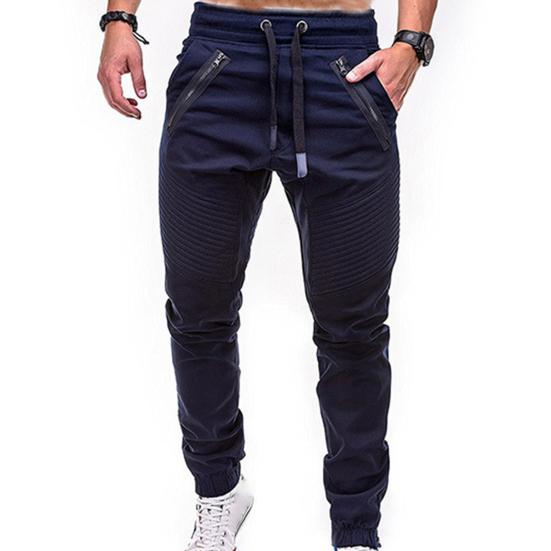 Pants Drawstring Adjustable Men Stripes Zipper Pockets Sports Trousers for Outdoor Activities