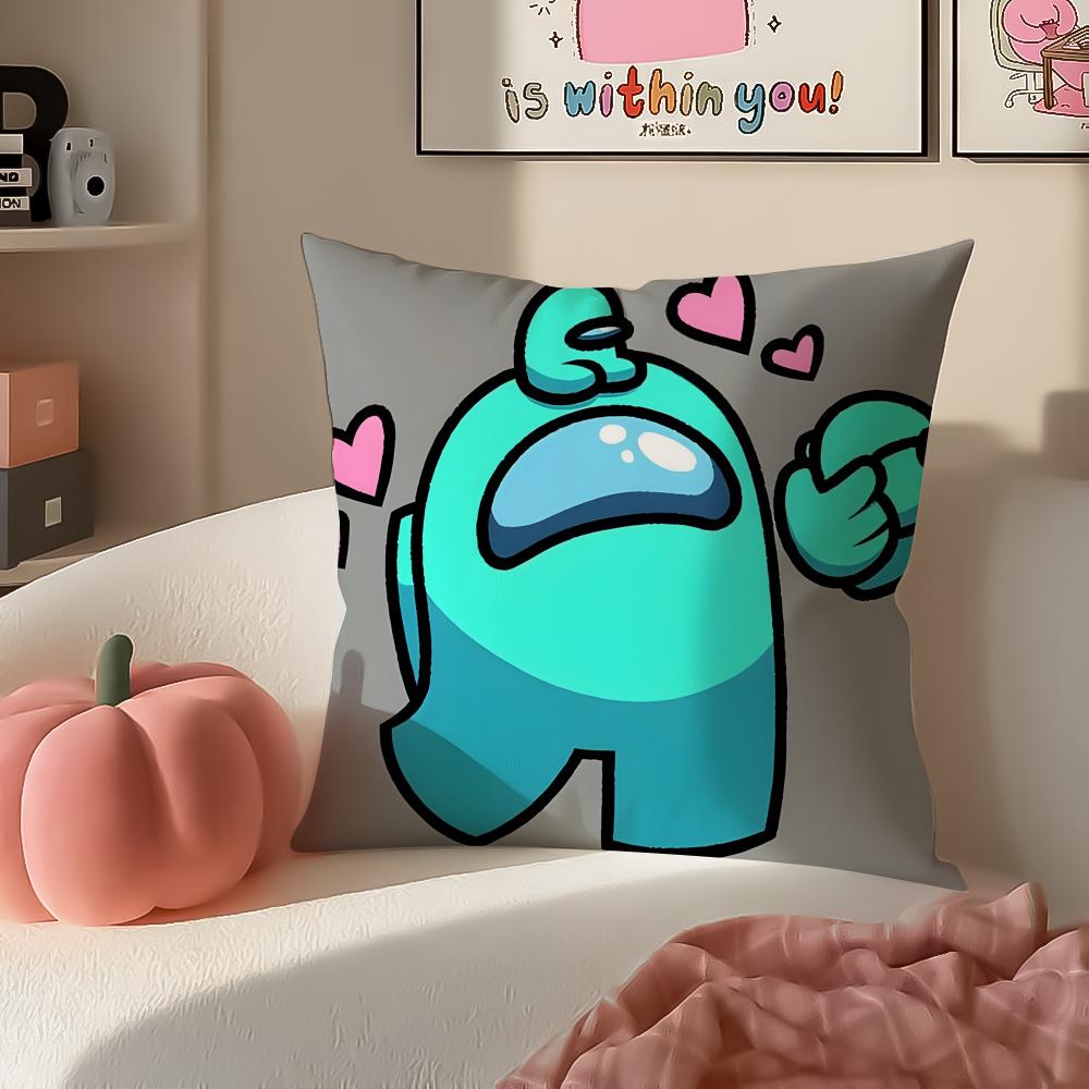 

Fun Deduction Party Board Game AAmong Us Cushion Cover Pillowcase Short Plush Invisible zipper Room Sofa Cushion Cover 30X30cm