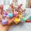 Cartoon Cute Keychain Milk Tea Cup Liquid Quicksand Sequin Keyring