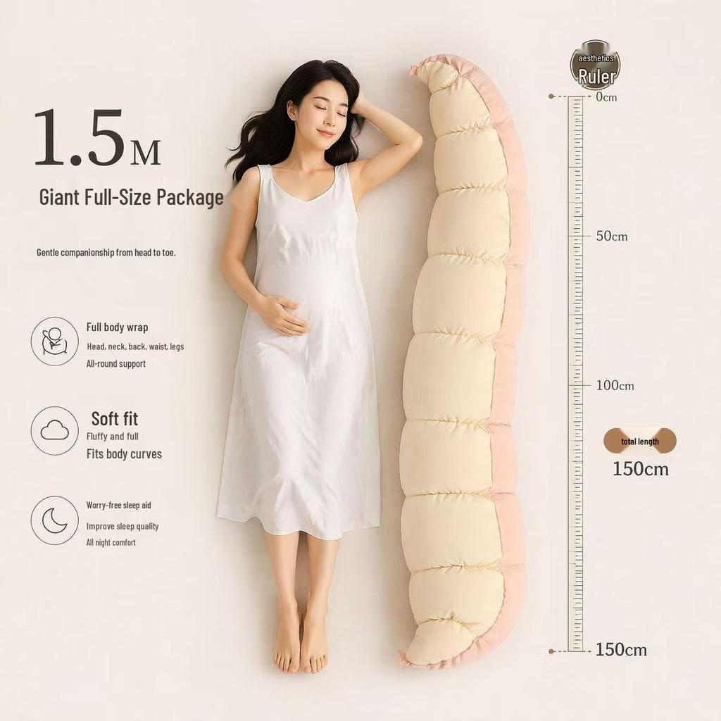 Multi-Functional Pea Bolster Pillow for Girls and Pregnant Women, Full-Body Support for Side Sleeping and Leg Clamping