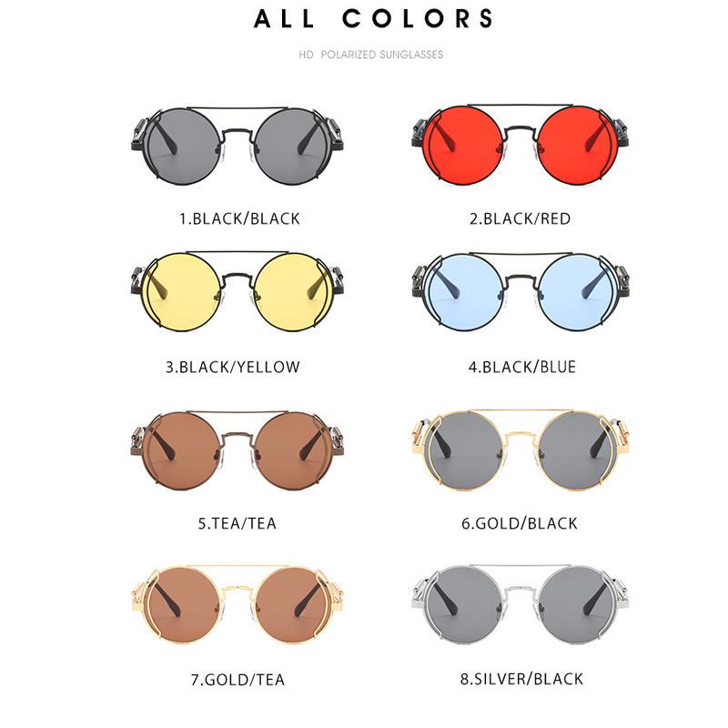 Foreign Trade Round Frame Punk Sunglasses Hollow Double Spring Metal Sunglasses Hollow Legs Sunglasses