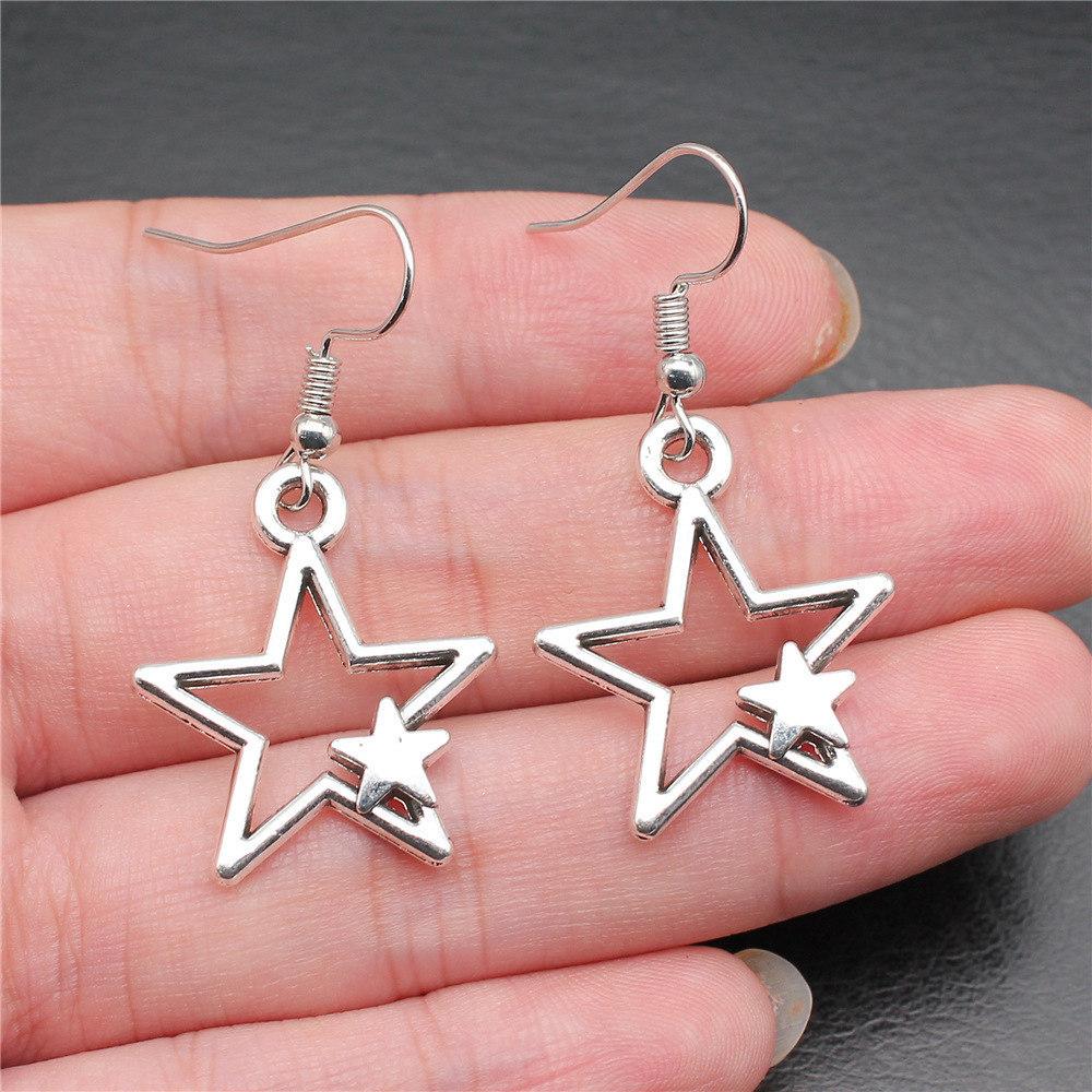Bohemian Hot-Sale Star Moon Pentagram Circle Dangle Earrings Memorable Wedding Gift for Daily Style
