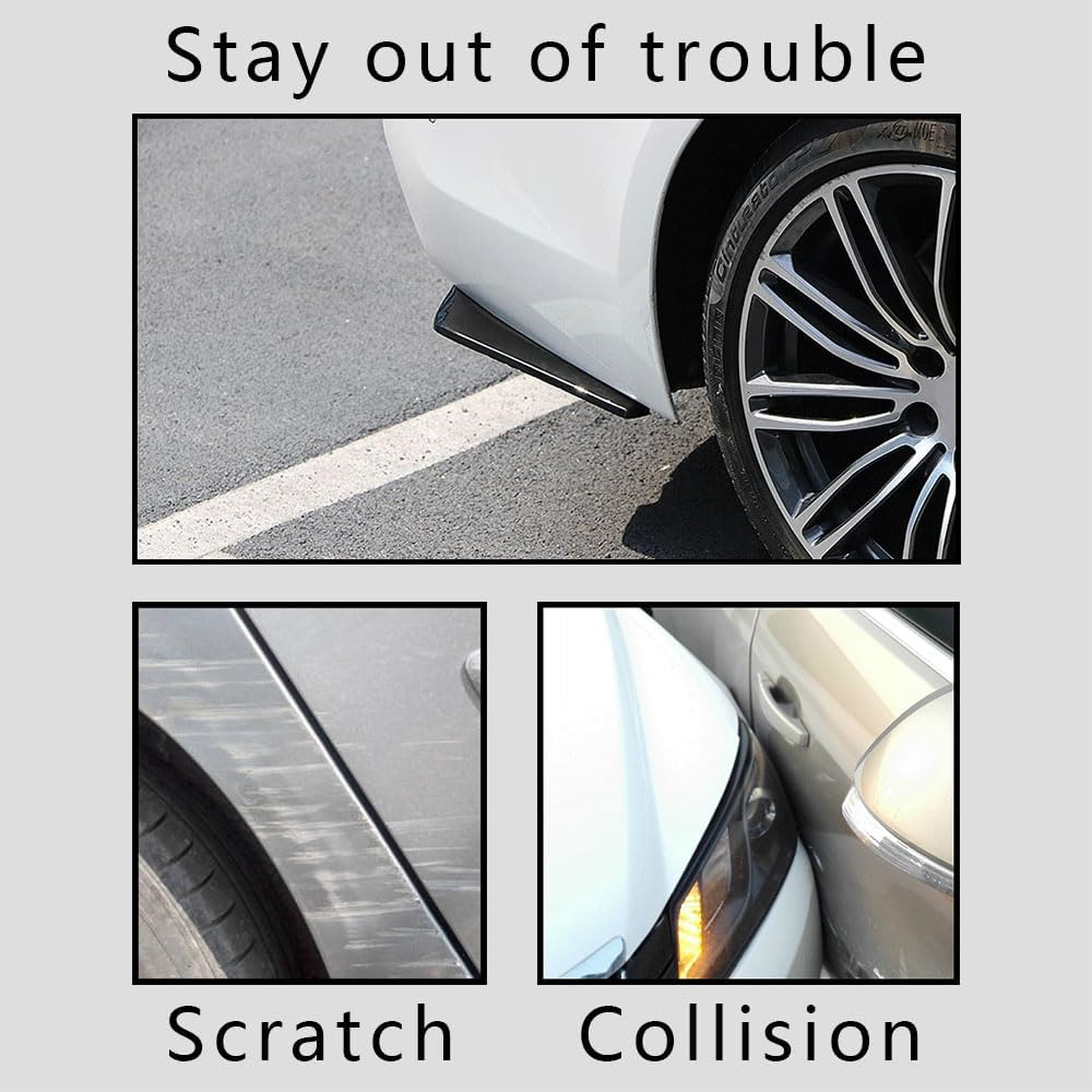 Jsorum 2Pcs Rear Bumper Canard Splitter Protector, Universal Bumper Lip Spoiler Kit Exterior Decorations For Car (Black)