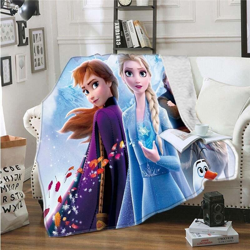 

Disney Cute Cartoon Textile Anna Elsa Frozen Princess Flannel Blanket Soft Plush Blanket for Kid Bed Sofa Couch Blanket 130x150cm