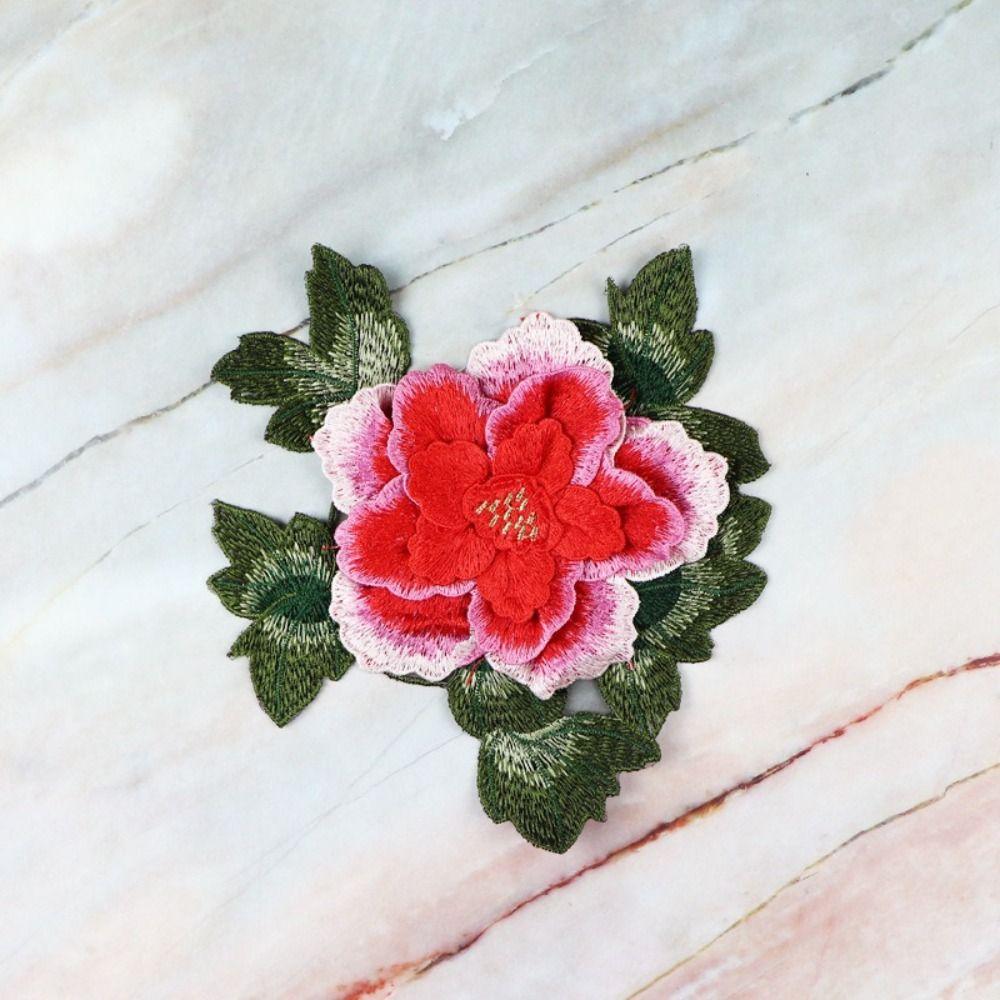 Peony Embroidery Patch Floral Embroidery Floral Applique Fashion Elegant Sewing Accessories
