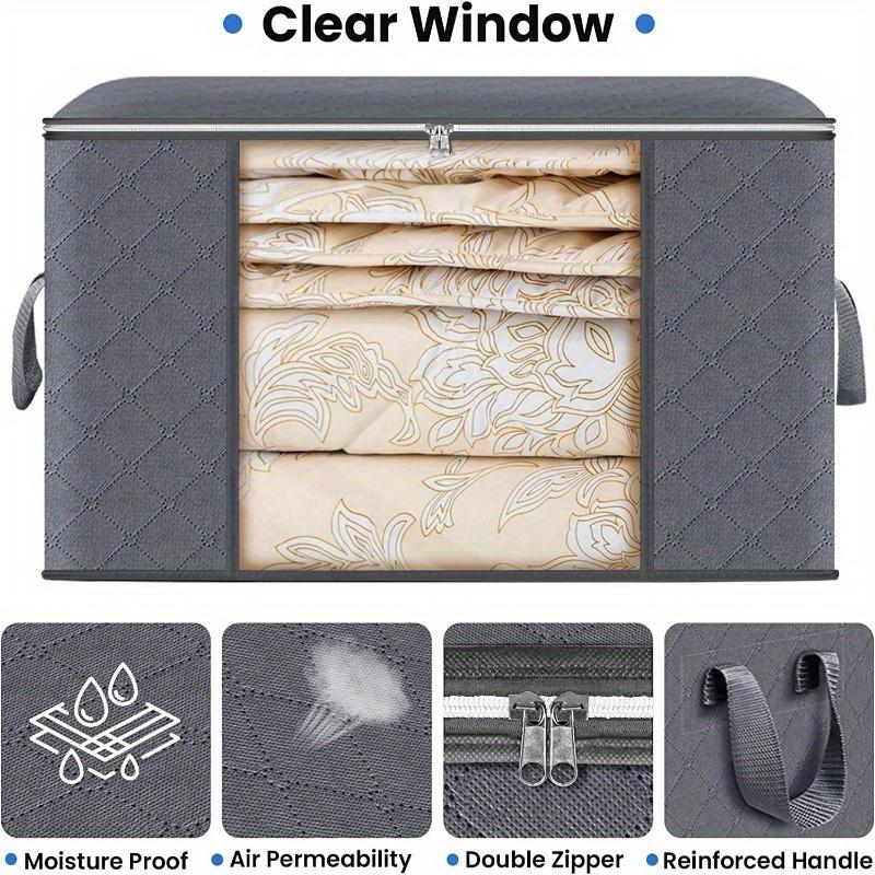 1Pc Portable Large Capacity Quilt Storage Bags Quilted Clothes Organizer with Visual Window, Perfect Home Finishing Storage Bag