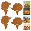 Balcony Garden Autumn Decor Stakes Garden Hedgehog Figures Eye-catching Gradual Rusting Process Rusty Appearance