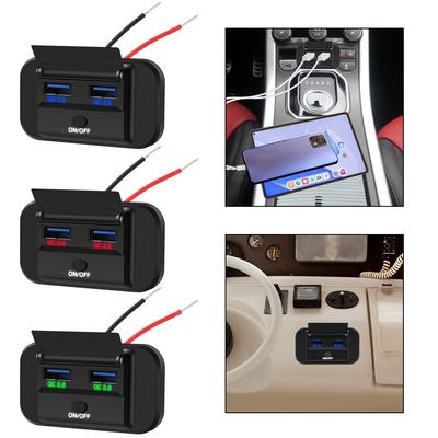Dual USB Socket Adapter 12V/24V USB Power Panel Outlet Socket Dual QC3.0 Charger Car Charger For Motorcycle Camper Truck ATV Boat Car RV