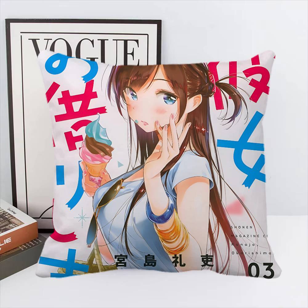 Kanojo Okarishimasu Anime Pillow Case Square Pillow Bedroom Sofa Leisure Comfort Cushion Car Home Decoration