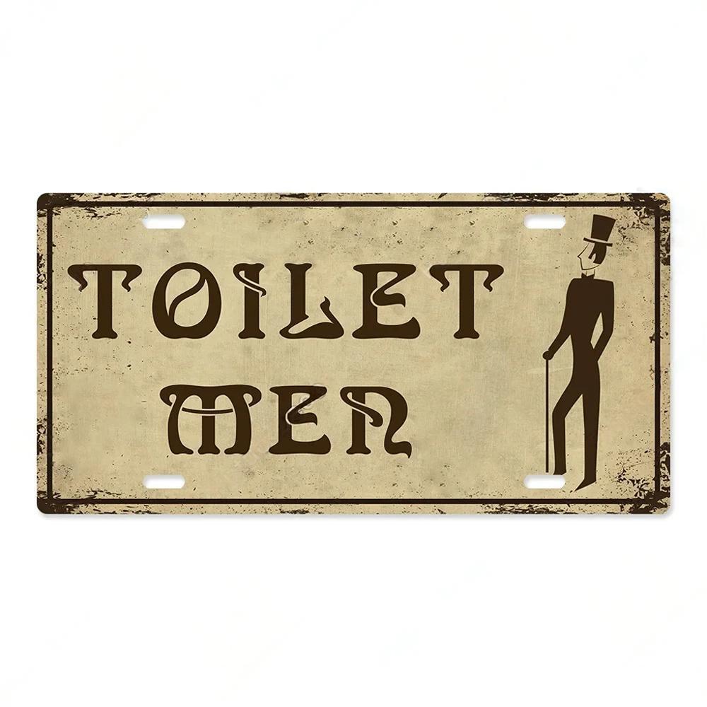 Restroom Metal Signs Wall Decor Plaque Metal Vintage License Plate for Home Bar Club Toilet Bathroom Restroom