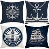New Linen Printed Pillowcase Elegant Sailor Style Home Sofa Pillowcase