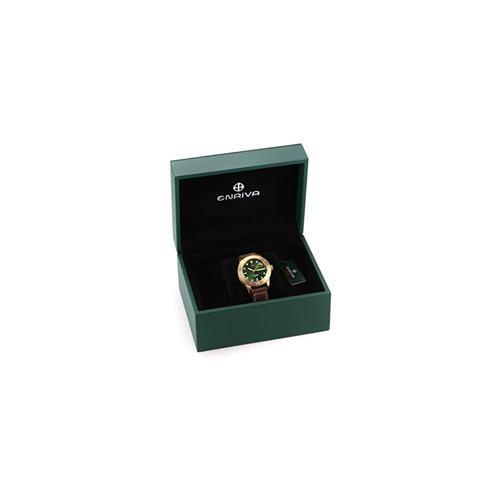 Enriva Diver's Watch Automatic 20ATM Date Display Bronze Sapphire Men's Wristwatch