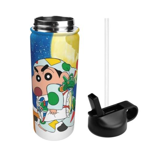 Crayon Shin-chan Vacuum Insulated Portable Mug, 500ml-600ml Stainless Steel Bottle for Car Use, Direct Drinking, Keeps Hot or Cold, Coffee Cup with Li
