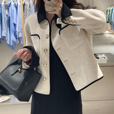 Autumn Winter Small Fragrant Wind Shoulder Short Coat with Collar Small Man's Woolen Coat for Women Jackets & Coats Women’s