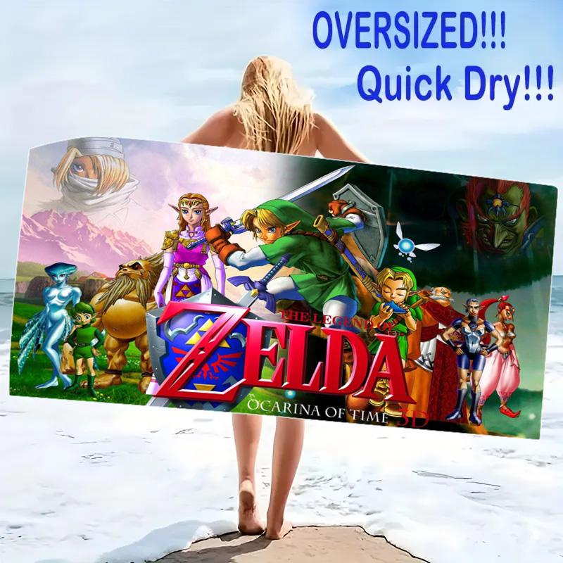 Game Legend of Zelda Print Beach Towel, Large Soft Quick Dry Towel for Beach Camping Swimming