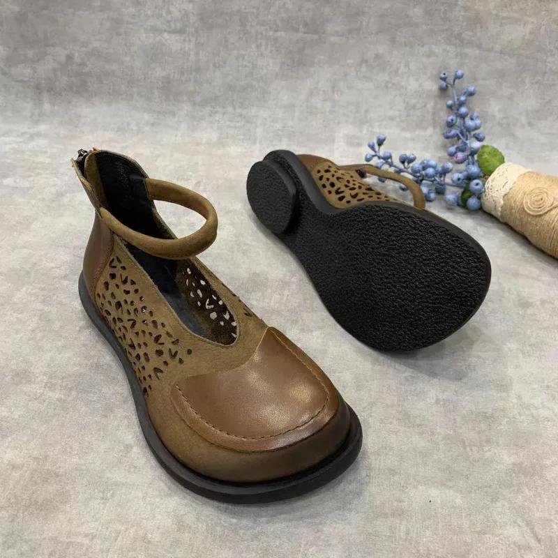 

Модная новая обувь-лодочка с большим круглым носком, с петлей на ноге и задней молнией для лета 2025 35