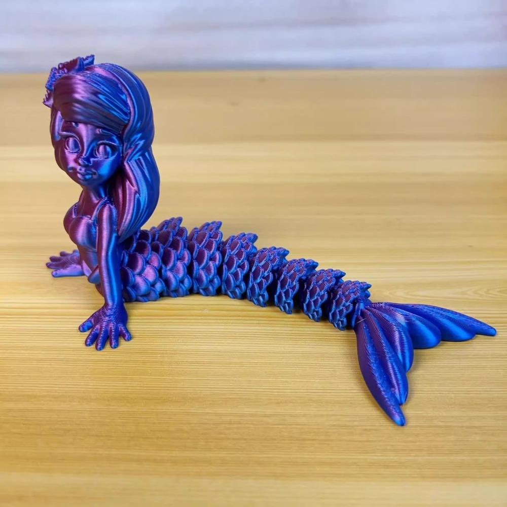 Plastic 3D Printed Mermaid Figurine Multi-jointed 6 Colors Mermaid Desktop Ornaments Movable Articulated Fidget Toy