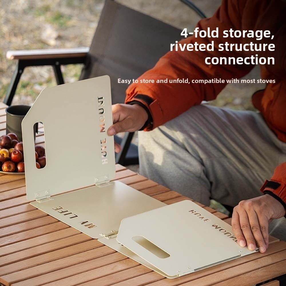 Four Folding Stove Wind Shield Lightweight Compact Cookware Windshield Solid Color Portable Cooker Wind Protection Travel