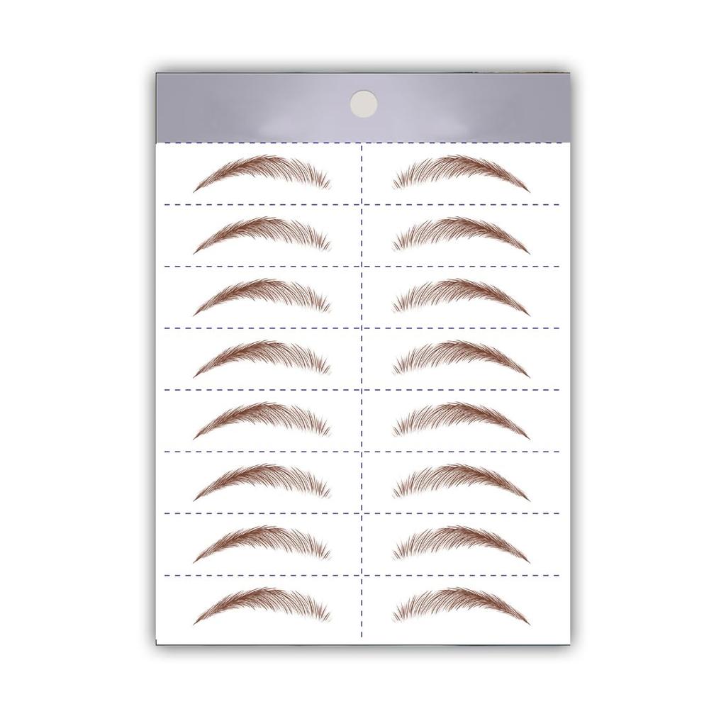 S.A.V.I 8 Pairs/1 Sheet - 6D Hair-Like Eyebrow Tattoo Stickers, Natural Brown Arch Shape, Waterproof & Sweatproof Temporary Eyebrow Patch, Safe Non-