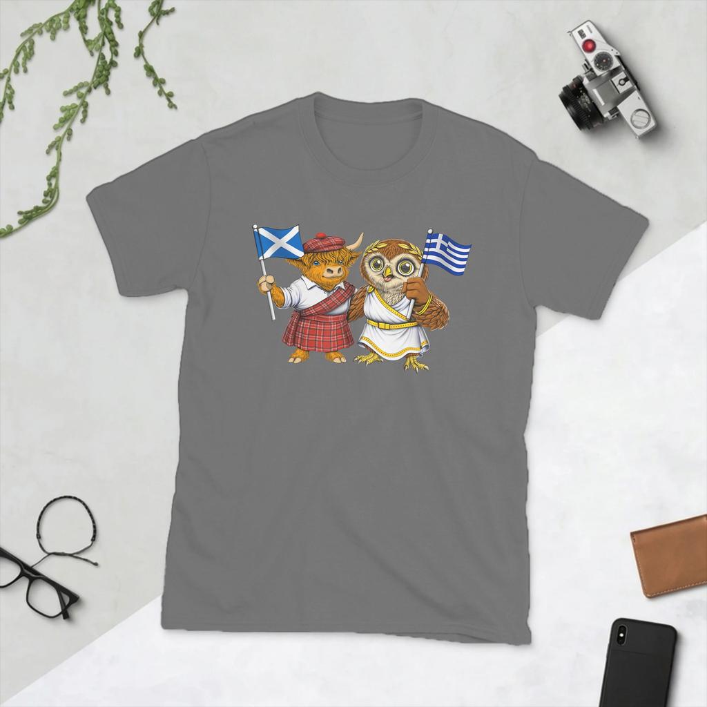 Awesome Scottish Greek Roots Scotland Greece Flag Tshirts For Unisex Round Collar Cotton T Shirt Short Sleeve Tee Shirt New Tops