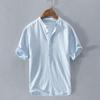 2025 Summer Men's Linen Henley Collar Lightweight Breathable Short-Sleeved Shirt